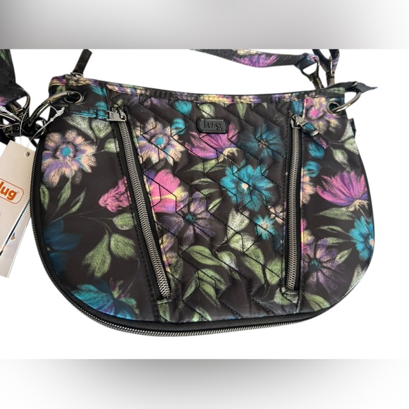 Lug Swivel-Bloom Black RFID Convertible Crossbody Shoulder Bag Expandible NWT - Picture 3 of 15